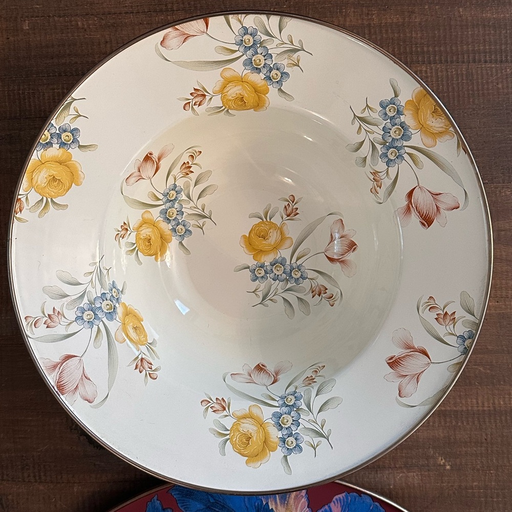 McKenzie Childs Enamel FloralServing Bowl Aurora